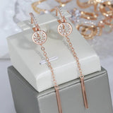Tassel Round Zircon Earrings Rose Jewelry Party Girl's Accessories