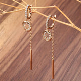 Tassel Round Zircon Earrings Rose Jewelry Party Girl's Accessories