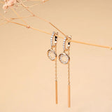 Tassel Round Zircon Earrings Rose Jewelry Party Girl's Accessories