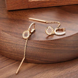 Tassel Round Zircon Earrings Rose Jewelry Party Girl's Accessories
