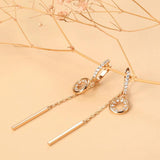 Tassel Round Zircon Earrings Rose Jewelry Party Girl's Accessories