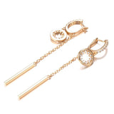 Tassel Round Zircon Earrings Rose Jewelry Party Girl's Accessories