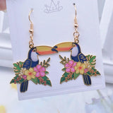 Brass Plated Animal Flower Bamboo Earrings for Girls