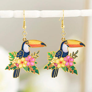 Brass Plated Animal Flower Bamboo Earrings for Girls