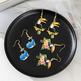 Brass Plated Animal Flower Bamboo Earrings for Girls