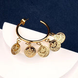 Coin Hoop Earring Plated Drop Earrings Arabic Ethnic Bridal Jewelry Bijoux
