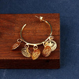 Coin Hoop Earring Plated Drop Earrings Arabic Ethnic Bridal Jewelry Bijoux