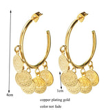 Coin Hoop Earring Plated Drop Earrings Arabic Ethnic Bridal Jewelry Bijoux