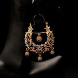 Arab Muslim Wedding Jewelry Plated Pendant Earrings Crystal Moon Shape