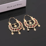 Arab Muslim Wedding Jewelry Plated Pendant Earrings Crystal Moon Shape