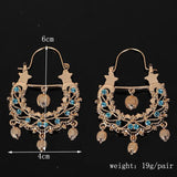Arab Muslim Wedding Jewelry Plated Pendant Earrings Crystal Moon Shape