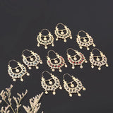 Arab Muslim Wedding Jewelry Plated Pendant Earrings Crystal Moon Shape
