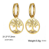 Tree of Life Round Stud Earrings Accessory 18K Plated Jewelry