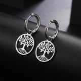Tree of Life Round Stud Earrings Accessory 18K Plated Jewelry