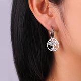 Tree of Life Round Stud Earrings Accessory 18K Plated Jewelry