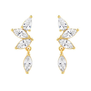 925 Silver Crystal Zircon Water Droplets Stud Huggie Earrings