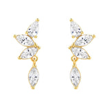 925 Silver Crystal Zircon Water Droplets Stud Huggie Earrings