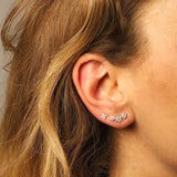 925 Silver Crystal Zircon Water Droplets Stud Huggie Earrings