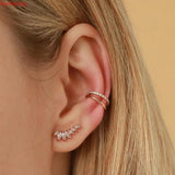 925 Silver Crystal Zircon Water Droplets Stud Huggie Earrings