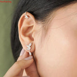 925 Silver Crystal Zircon Water Droplets Stud Huggie Earrings