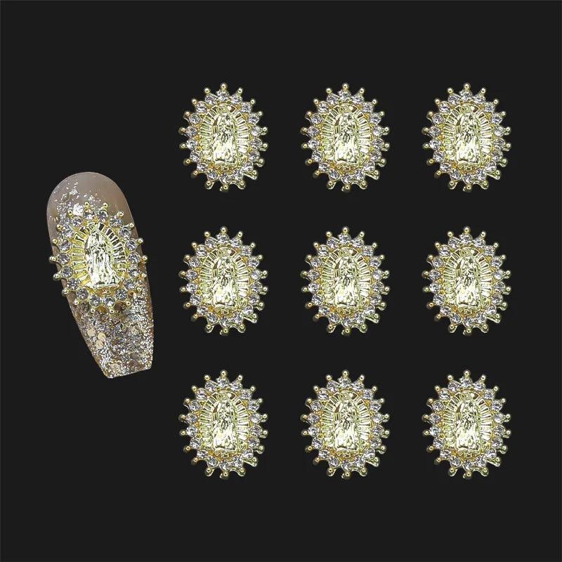 10Pcs Virgin Mary Christian 3D Nail Charms DIY Decoration