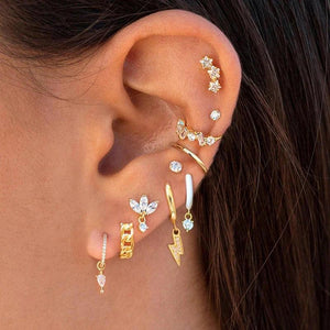 Copper Crystal Zirconia Earrings Lightning Star Pendant Jewelry