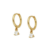 Plated Hoop Clip Stud Dangle Earrings CZ Zircon Piercing Set
