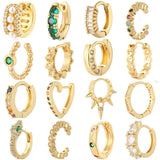 CZ Round Hoop Earrings for Women Heart Clip-On Jewelry
