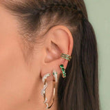 CZ Round Hoop Earrings for Women Heart Clip-On Jewelry