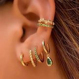 CZ Round Hoop Earrings for Women Heart Clip-On Jewelry