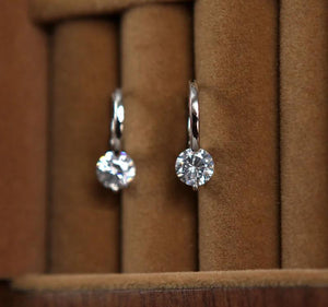 925 Silver Zircon Hoop Earrings Crystal Dangle Women Earrings