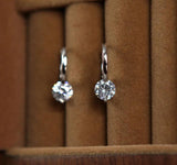 925 Silver Zircon Hoop Earrings Crystal Dangle Women Earrings