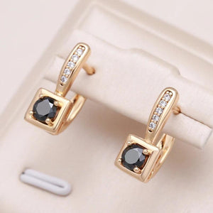Natural Zircon Square Earrings 585 Rose Fine Jewelry