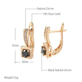 Natural Zircon Square Earrings 585 Rose Fine Jewelry