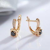 Natural Zircon Square Earrings 585 Rose Fine Jewelry