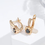 Natural Zircon Square Earrings 585 Rose Fine Jewelry