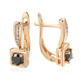 Natural Zircon Square Earrings 585 Rose Fine Jewelry