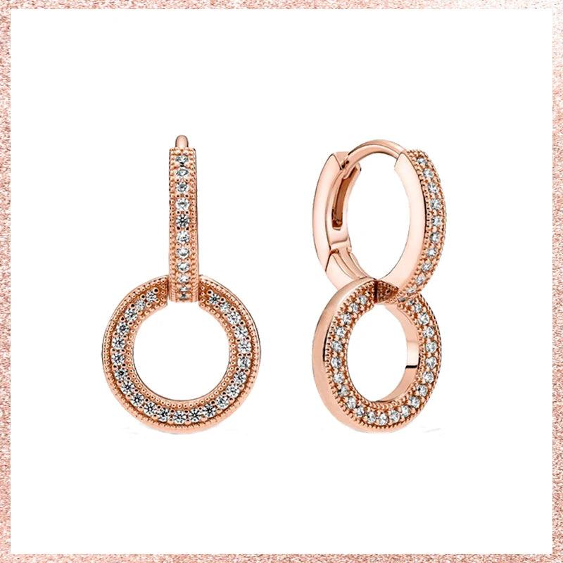925 Silver Rose Hoop Earrings Zircon Stud Earring Anniversary Gift