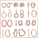 925 Silver Rose Hoop Earrings Zircon Stud Earring Anniversary Gift