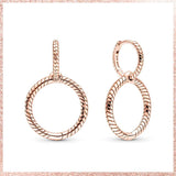 925 Silver Rose Hoop Earrings Zircon Stud Earring Anniversary Gift