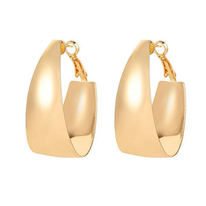 Exaggerated Metal Hoop Earrings Wide Edge Plated Large Ear ring Jewelry E064