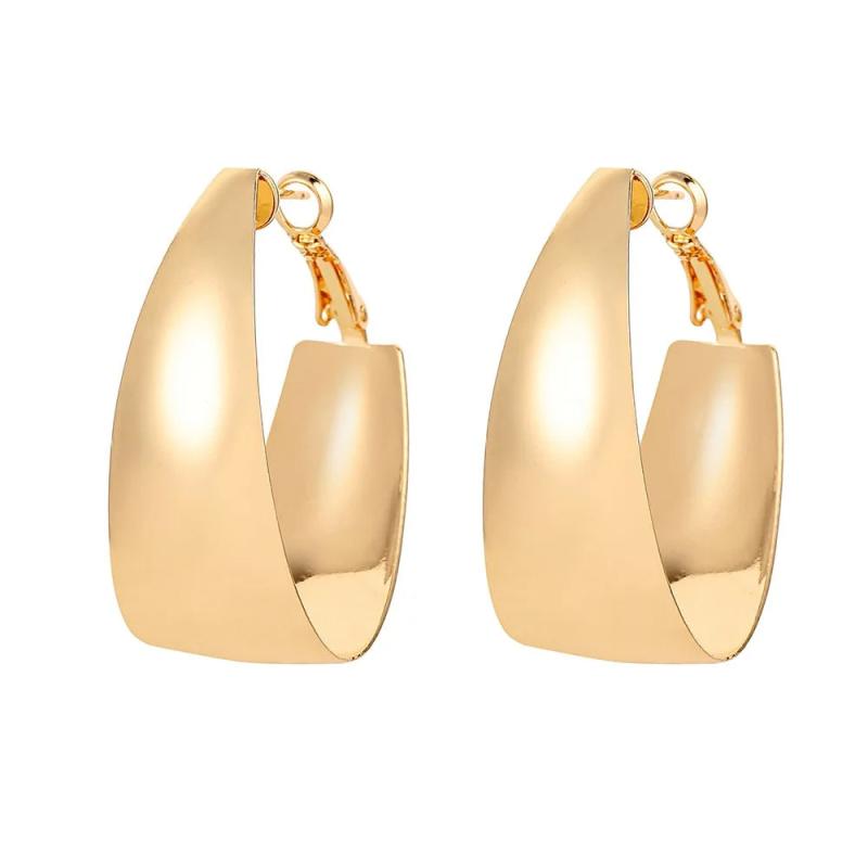 Exaggerated Metal Hoop Earrings Wide Edge Plated Large Ear ring Jewelry E064
