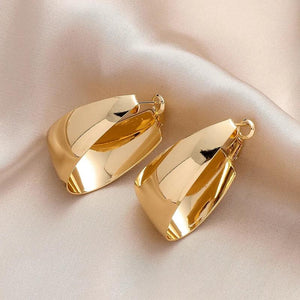 Exaggerated Metal Hoop Earrings Wide Edge Plated Large Ear ring Jewelry E064