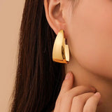 Exaggerated Metal Hoop Earrings Wide Edge Plated Large Ear ring Jewelry E064