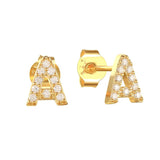 925 Sterling Silver Letter H Stud Earrings 18k Plated