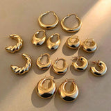 Chunky Hoop Earrings Lightweight Copper Metal Round Circle Thick Earring
