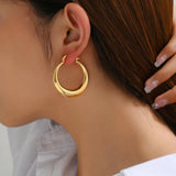 Chunky Hoop Earrings Lightweight Copper Metal Round Circle Thick Earring