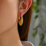 Chunky Hoop Earrings Lightweight Copper Metal Round Circle Thick Earring