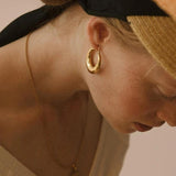 Chunky Hoop Earrings Lightweight Copper Metal Round Circle Thick Earring