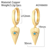 Zircon Heart Evil Eye Dangle Hoop Earrings for Women